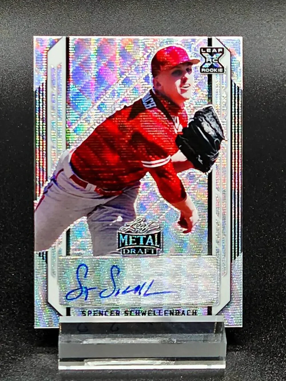 2021 Spencer Schwellenbach Geometric Prism Metal Draft Auto Atlanta Braves Star